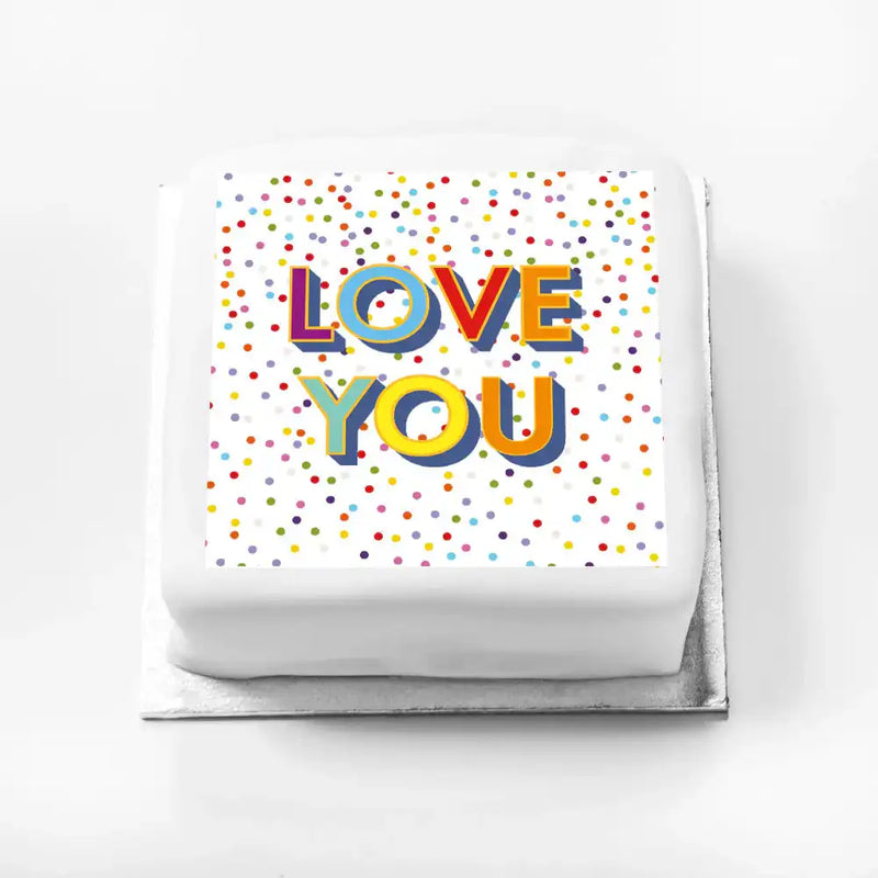 Personalised Slogan Gift Cake – Bright Dots Love You Without Name Personalised Cake