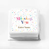 Personalised Slogan Gift Cake – Pastel Dots Missing You With Name Personalised Cake