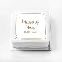 Personalised Slogan Gift Cake – Rose Gold Dots Missing You With Name Personalised Cake