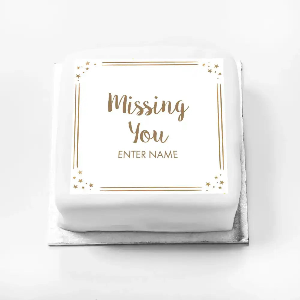 Personalised Slogan Gift Cake – Rose Gold Dots Missing You With Name Personalised Cake
