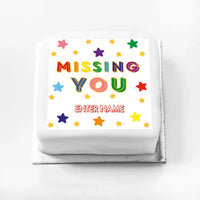 Personalised Slogan Gift Cake – Bright Stars Missing You With Name Personalised Cake