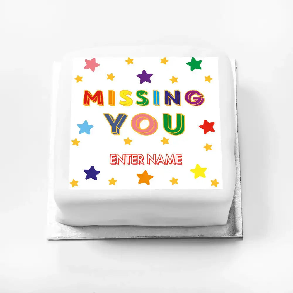 Personalised Slogan Gift Cake – Bright Stars Missing You With Name Personalised Cake