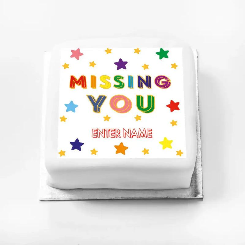 Personalised Slogan Gift Cake – Bright Stars Missing You With Name Personalised Cake