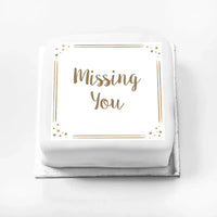 Personalised Slogan Gift Cake – Rose Gold Dots Missing You Without Name Personalised Cake