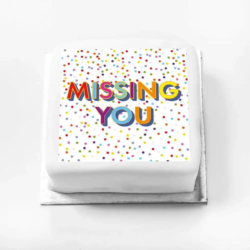 Personalised Slogan Gift Cake – Bright Dots Missing You Without Name Personalised Cake