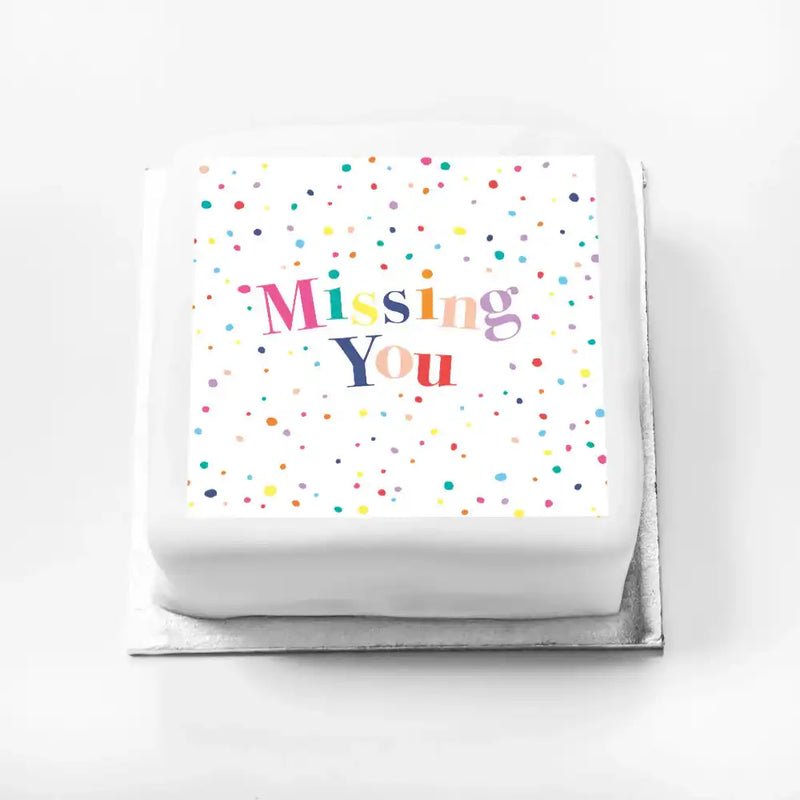 Personalised Slogan Gift Cake – Pastel Dots Missing You Without Name Personalised Cake