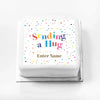Personalised Slogan Gift Cake – Pastel Dots Sending a Hug With Name Personalised Cake