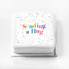 Personalised Slogan Gift Cake – Pastel Dots Sending a Hug Without Name Personalised Cake