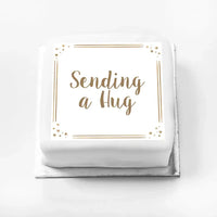 Personalised Slogan Gift Cake – Rose Gold Dots Sending a Hug Without Name Personalised Cake