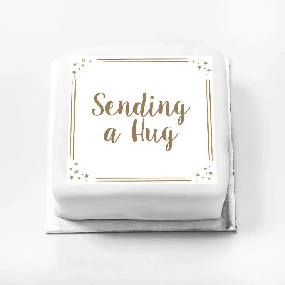 Personalised Slogan Gift Cake – Rose Gold Dots Sending a Hug Without Name Personalised Cake