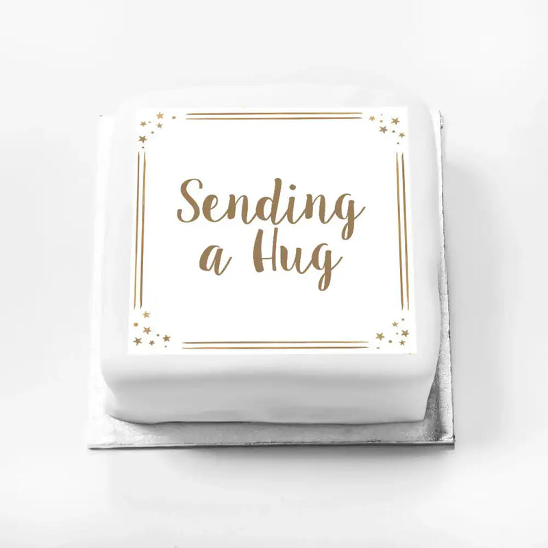 Personalised Slogan Gift Cake – Rose Gold Dots Sending a Hug Without Name Personalised Cake