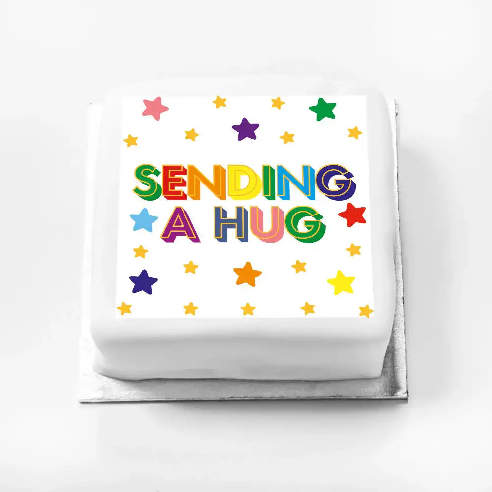 Personalised Slogan Gift Cake – Bright Stars Sending a Hug Without Name Personalised Cake