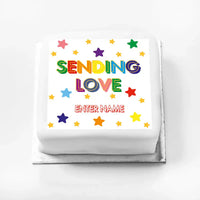 Personalised Slogan Gift Cake – Bright Stars Sending Love With Name Personalised Cake