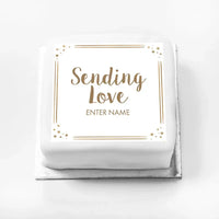 Personalised Slogan Gift Cake – Rose Gold Dots Sending Love With Name Personalised Cake