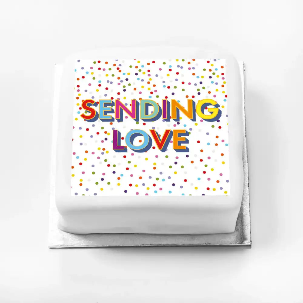Personalised Slogan Gift Cake – Bright Dots Sending Love Without Name Personalised Cake