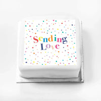 Personalised Slogan Gift Cake – Pastel Dots Sending Love Without Name Personalised Cake