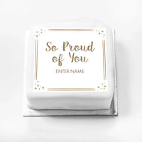 Personalised Slogan Gift Cake – Rose Gold Dots So Proud of You With Name Personalised Cake