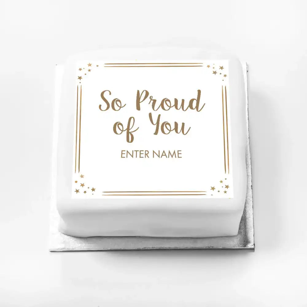 Personalised Slogan Gift Cake – Rose Gold Dots So Proud of You With Name Personalised Cake
