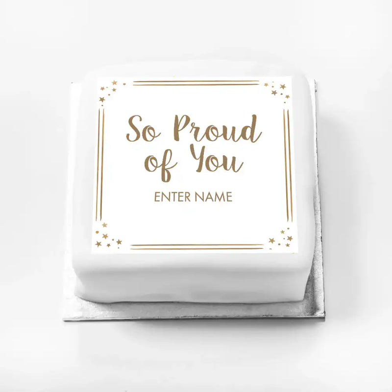 Personalised Slogan Gift Cake – Rose Gold Dots So Proud of You With Name Personalised Cake