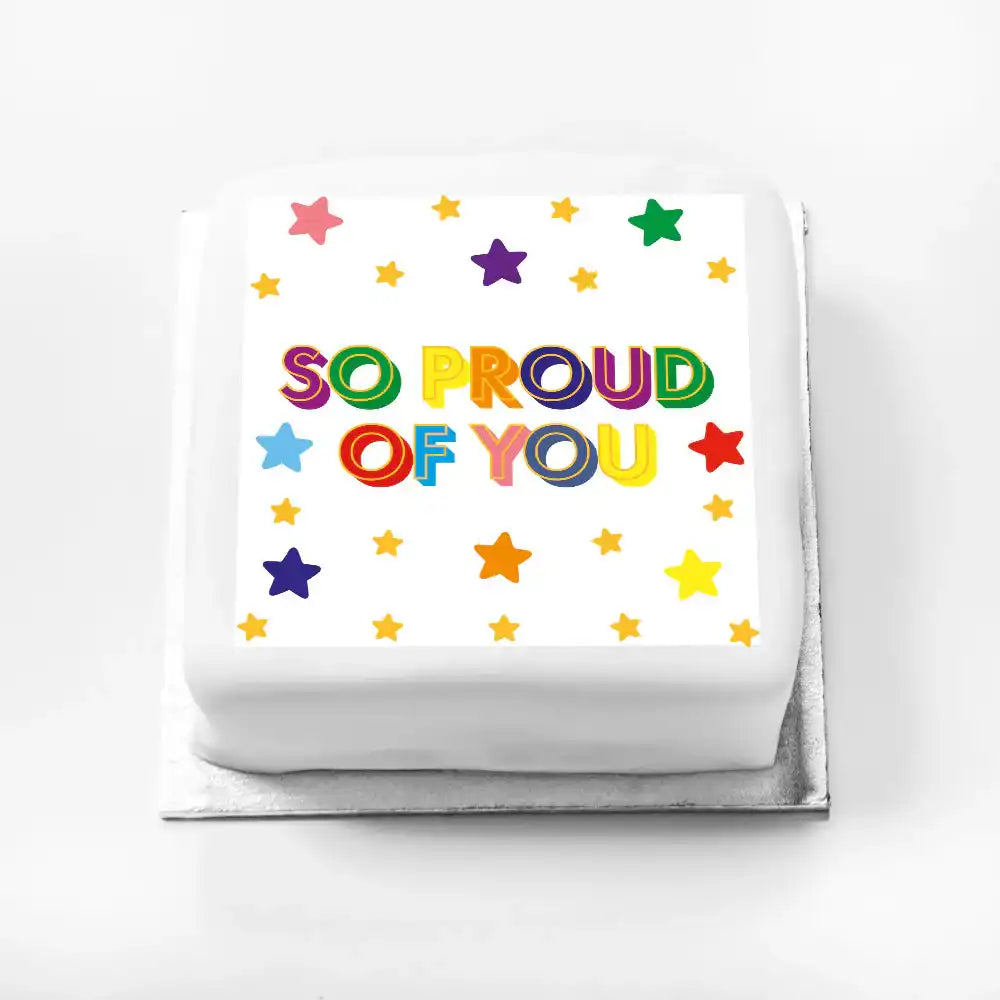 Personalised Slogan Gift Cake – Bright Stars So Proud of You Without Name Personalised Cake