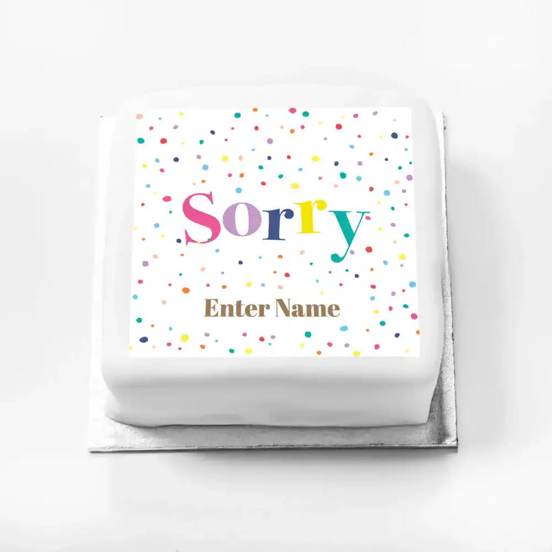 Personalised Slogan Gift Cake – Pastel Dots Sorry With Name Personalised Cake