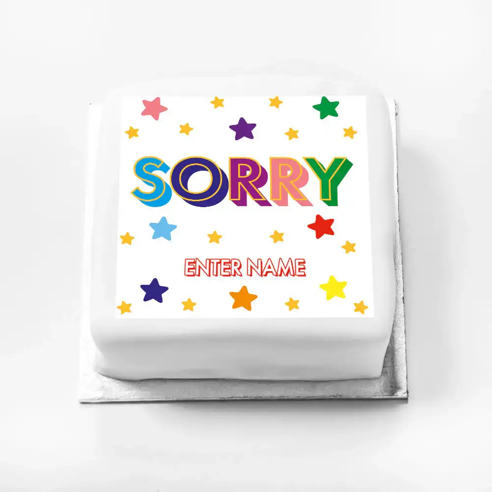 Personalised Slogan Gift Cake – Bright Stars Sorry With Name Personalised Cake