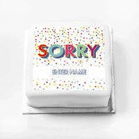 Personalised Slogan Gift Cake – Bright Dots Sorry With Name Personalised Cake