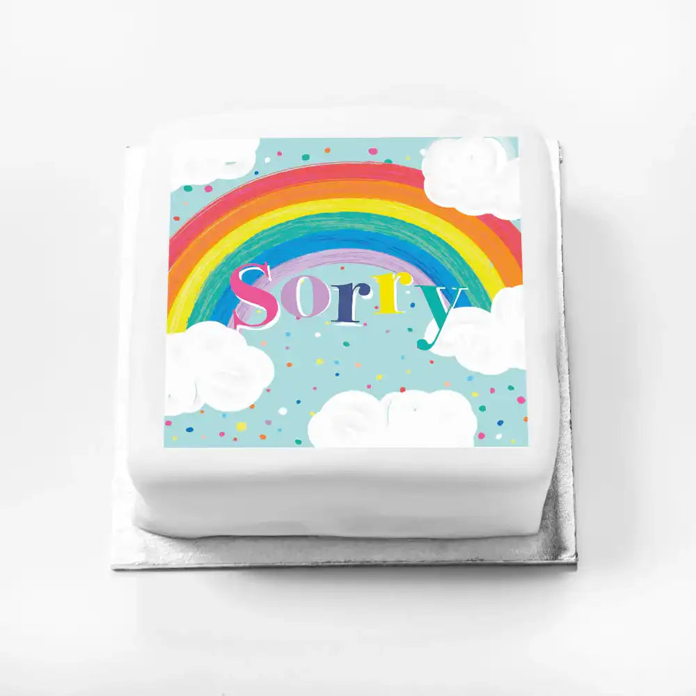 Personalised Slogan Gift Cake – Rainbow Blue Sorry Without Name Personalised Cake