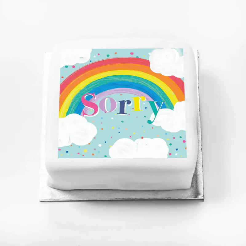 Personalised Slogan Gift Cake – Rainbow Blue Sorry Without Name Personalised Cake