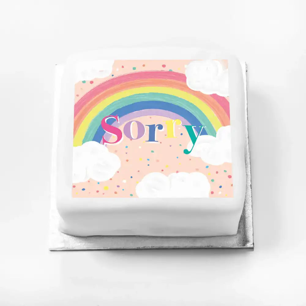 Personalised Slogan Gift Cake – Rainbow Pink Sorry Without Name Personalised Cake