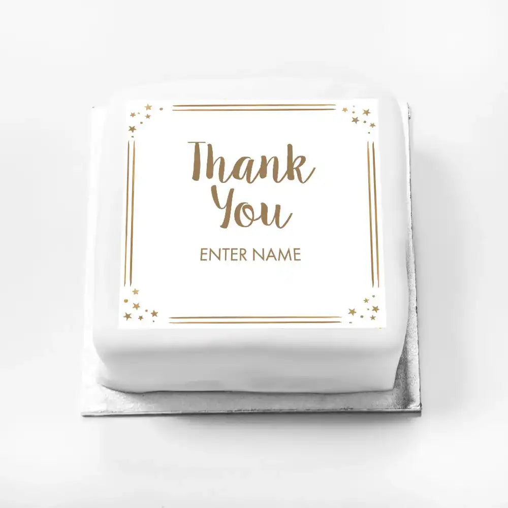 Personalised Slogan Gift Cake – Rose Gold Dots Thank You With Name Personalised Cake