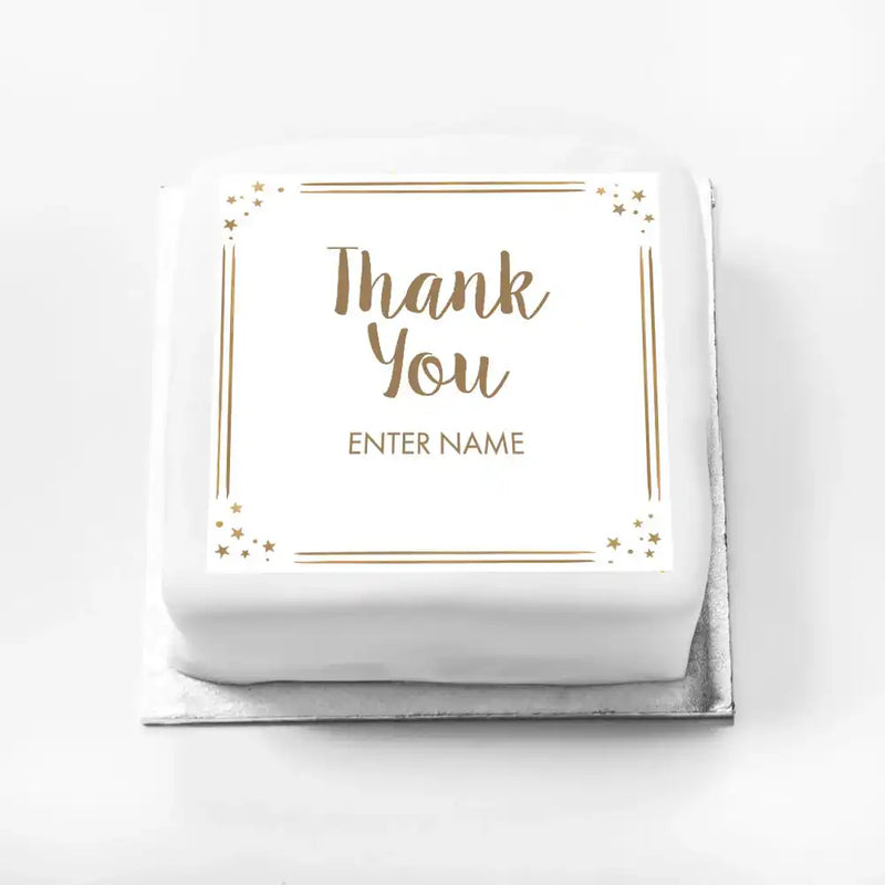 Personalised Slogan Gift Cake – Rose Gold Dots Thank You With Name Personalised Cake