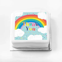 Personalised Slogan Gift Cake – Rainbow Blue Thank You Without Name Personalised Cake