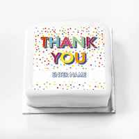 Personalised Slogan Gift Cake – Bright Dots Thank You With Name Personalised Cake