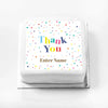 Personalised Slogan Gift Cake – Pastel Dots Thank You With Name Personalised Cake