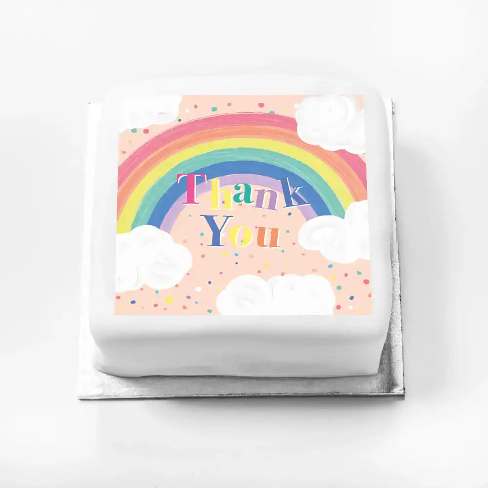 Personalised Slogan Gift Cake – Rainbow Pink Thank You Without Name Personalised Cake