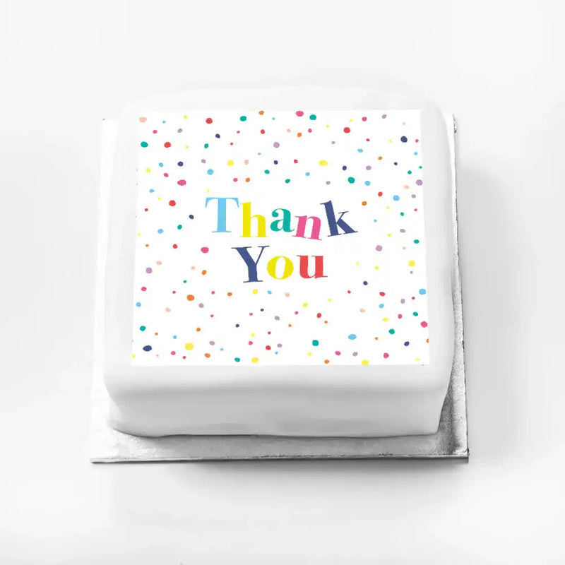 Personalised Slogan Gift Cake – Pastel Dots Thank You Without Name Personalised Cake