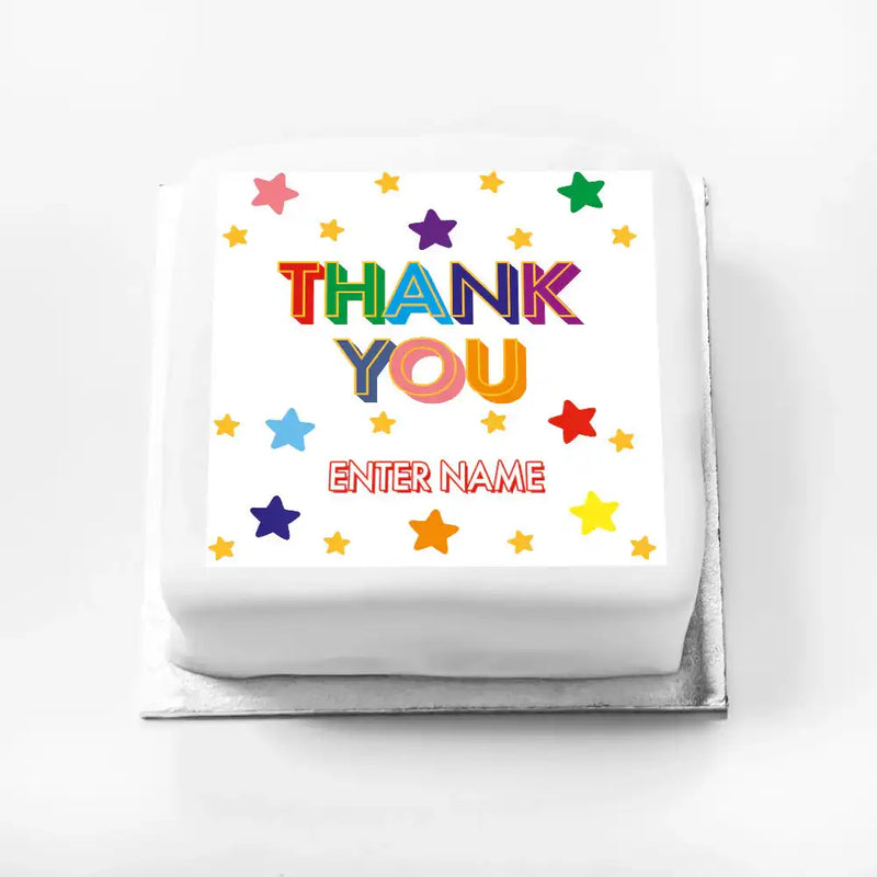 Personalised Slogan Gift Cake – Bright Stars Thank You With Name Personalised Cake