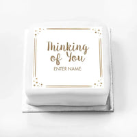 Personalised Slogan Gift Cake – Rose Gold Dots Thinking of You With Name Personalised Cake