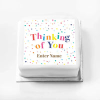 Personalised Slogan Gift Cake – Pastel Dots Thinking of You With Name Personalised Cake