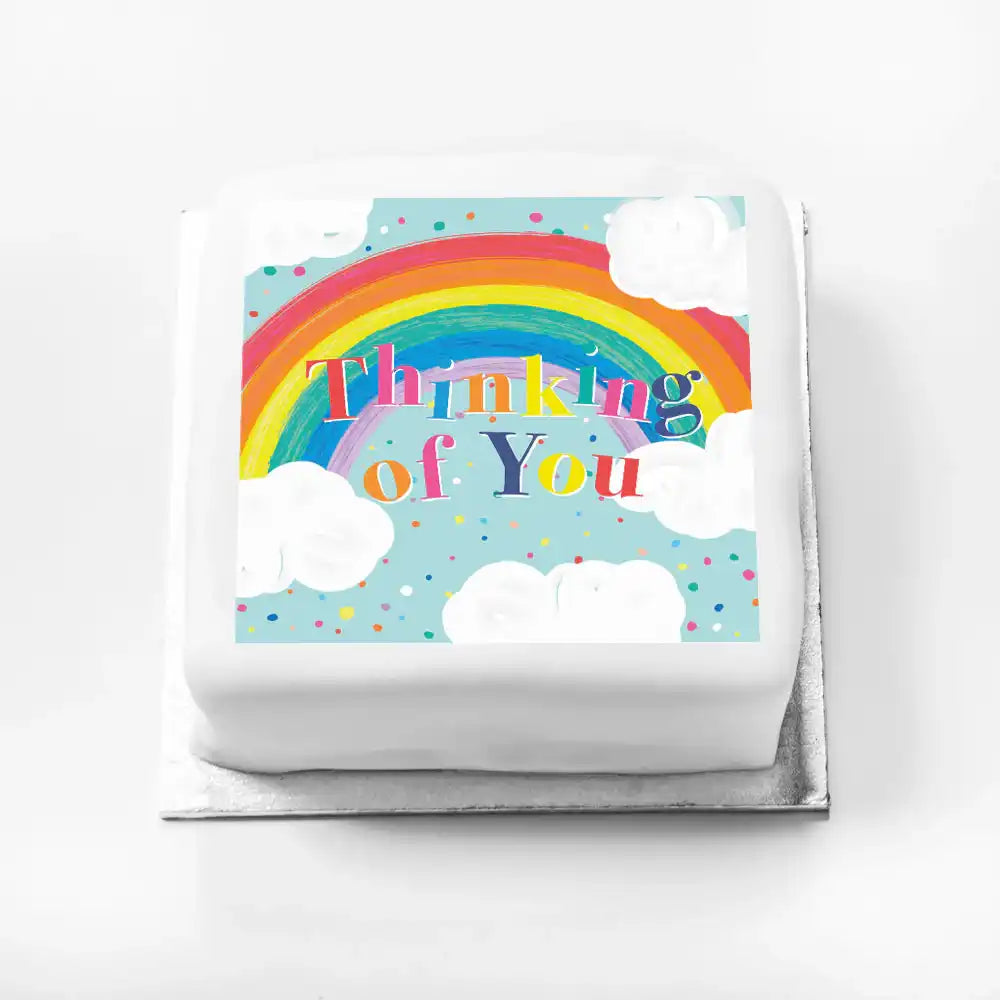 Personalised Slogan Gift Cake – Rainbow Blue Thinking of You Without Name Personalised Cake