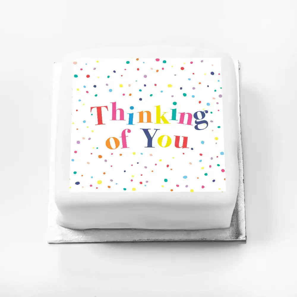 Personalised Slogan Gift Cake – Pastel Dots Thinking of You Without Name Personalised Cake