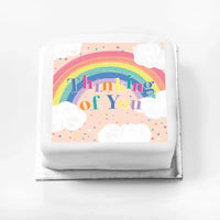 Personalised Slogan Gift Cake – Rainbow Pink Thinking of You Without Name Personalised Cake