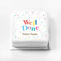 Personalised Slogan Gift Cake – Pastel Dots Well Done With Name Personalised Cake
