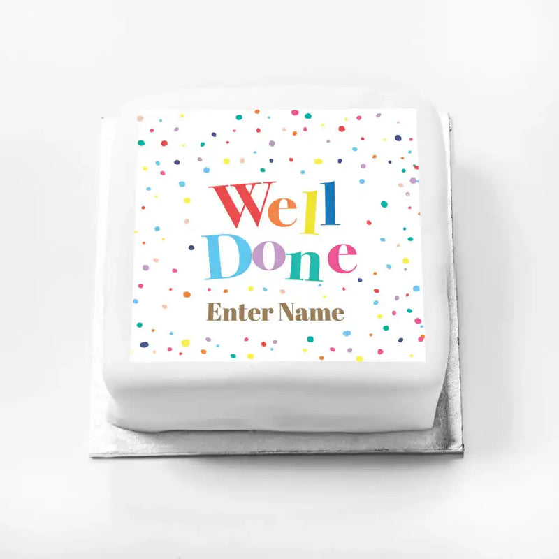 Personalised Slogan Gift Cake – Pastel Dots Well Done With Name Personalised Cake