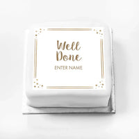 Personalised Slogan Gift Cake – Rose Gold Dots Well Done With Name Personalised Cake