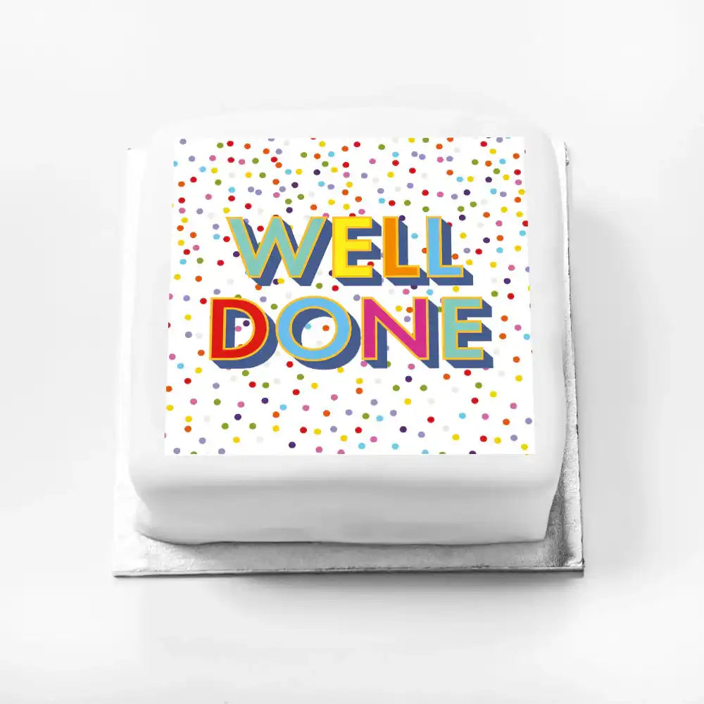 Personalised Slogan Gift Cake – Bright Dots Well Done Without Name Personalised Cake