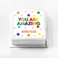 Personalised Slogan Gift Cake – Bright Stars You are Amazing With Name Personalised Cake