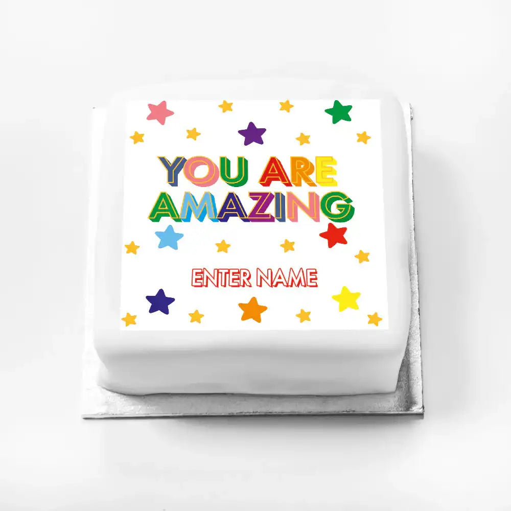 Personalised Slogan Gift Cake – Bright Stars You are Amazing With Name Personalised Cake