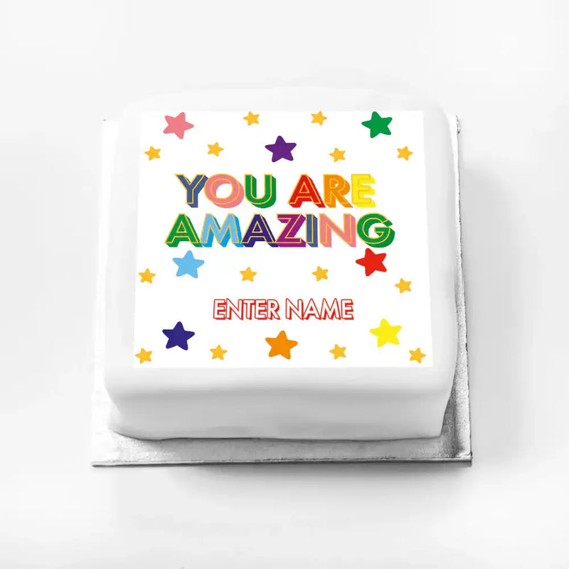 Personalised Slogan Gift Cake – Bright Stars You are Amazing With Name Personalised Cake